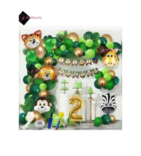 2 Yaş Safari Temalı Folyo Lüks Zincir Balon Seti