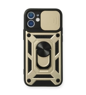 Apple iPhone 12 Mini Kılıf Pars Lens Yüzüklü Silikon - Gold