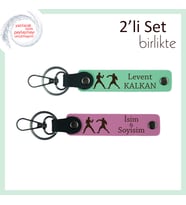 Dövüş Sporuna Başlayanlara, Motivasyon Dolu, İsme Özel Anahtarlık Seti, Açık Yeşil-Pembe