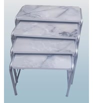 Zigon Sehpa 90220 Demet Metal Model Nikelaj Ayak Ahşp Mermer Dalga Desen El yapım (Gri)