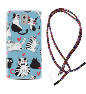 Samsung Note 3 4 5 8 9 20 Ultra 10 Lite Kılıf Boyun Asklı Rasta Silikon Kedicikler 1772