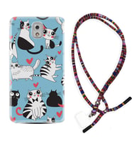 Samsung Note 3 4 5 8 9 20 Ultra 10 Lite Kılıf Boyun Asklı Rasta Silikon Kedicikler 1772