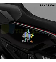 Motorcu Kız Motosiklet Hologram Oto Araba Sticker Etiket Çıkartma Renkli Yapıştırma 15 x 14 Cm