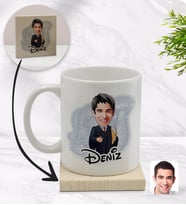 BK Gift Kişiye Özel Erkek Avukat Karikatürlü Beyaz Kupa Bardak ve Ahşap Bardak Altlığı Hediye Seti - Model 1
