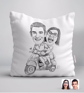 BK Gift Kişiye Özel Karakalem Sevgililer Beyaz Yastık-10