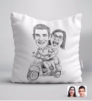 BK Gift Kişiye Özel Karakalem Sevgililer Beyaz Yastık-10