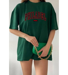 Unisex Philadelphia Baskılı T-shirt (Yeşil)