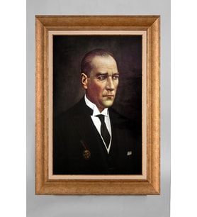 Çerçeveli Paspartulu Atatürk Tablo a254 (Gold)