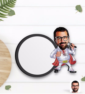 BK Gift Kişiye Özel Elvis Presley Karikatürlü Ahşap Bardak Altlığı-1