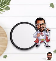 BK Gift Kişiye Özel Elvis Presley Karikatürlü Ahşap Bardak Altlığı-1