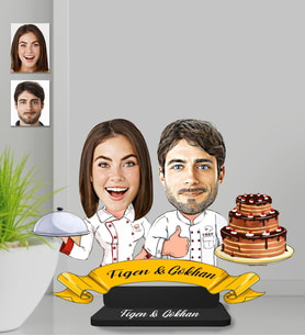 Kişiye Özel Pastacı Sevgili Ahşap Biblo-1