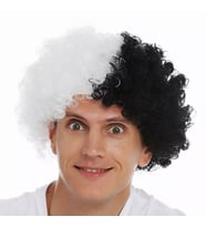 Siyah Beyaz Kıvırcık Afro Bonus Peruk Taraftar Bonus Saç