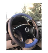 DİKİŞLİ DİREKSİYON KILIFI - SİYAH/MAVİ DERİ SİYAH DİKİŞLİ MERCEDES SPRİNTER