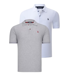 İKİLİ SET T8561 DEWBERRY ERKEK TSHIRT-BEYAZ-GRİ (Karışık)