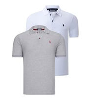 İKİLİ SET T8561 DEWBERRY ERKEK TSHIRT-BEYAZ-GRİ (Karışık)