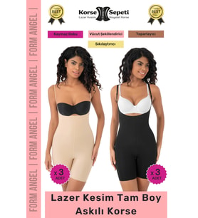 #Korse 2 Beden Küçülten Sıkılaştırıcı Kaymaz Kadın Lazer Kesim Tam Boy Askılı Korse 6'lı Set