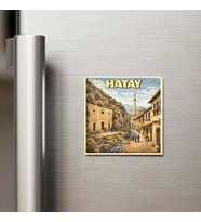 Hatay Şehri - Pop-Art Travel - 9x9 cm Buzdolap Magneti