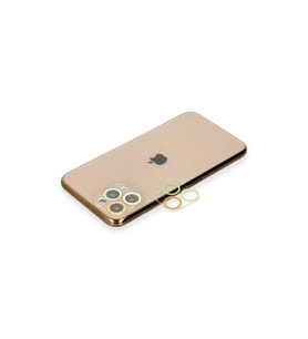 Apple iPhone 11 Pro Max Renkli Kamera Lens Koruma Cam - Sarı-Turuncu