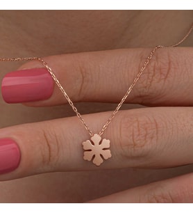 925 Ayar Gümüş Rose Minimal Kar Tanesi Kadın Kolye