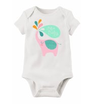 Unisex Bebek Beyaz Organik Baskılı Pamuklu Body