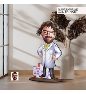 BK Gift Kişiye Özel Eczacı Karikatürlü Büyük Boy Ahşap Biblo-3 Arkadaşa Hediye , Sevgiliye Hediye, Kişiye Özel Biblolar