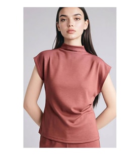 Defacto Slim Fit Yarım Balıkçı Kiremit Kadın T-Shirt F7760AX/BR303