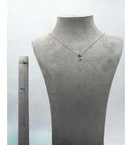 925 Ayar Gümüş Rodyum-Altın Kaplama 6 Ct Yarı Değerli Mavi Topaz Damla Taş Set - Raccolta Di Gocce