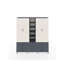 Hyperion Dolap 9 Raflı 10 Çekmeceli 2 Askılı 220x44x243 Antrasit-Aytaşı/Antrasit