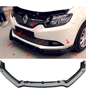 Renault Symbol Ön Lip Parlak Siyah 3 Prç Kulaklı Kırılmaya Dayanıklı ABS