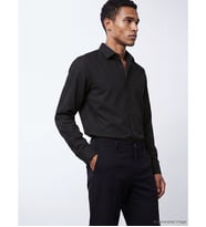 LCW BUSINESS Siyah Slim Fit Uzun Kollu Armürlü Erkek Gömlek