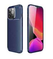 Uyumlu Model Apple iPhone 13 Pro Max Kılıf Karbon Silikon Case (Lacivert)