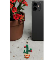 Miyuki Boncuk El Yapımı Kırmızı Çiçekli Kaktüs Telefon Çarmı - Charm (Çok Renkli)