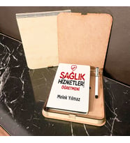 Sağlık Hizmetleri Öğretmeni Ahşap Kutulu Defter Kalem Set