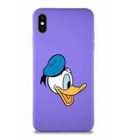 Apple iPhone XS Max Soft Premier Kapak Donald Duck-F Tasarımlı Silikon Kılıf - Mor (Şeffaf)