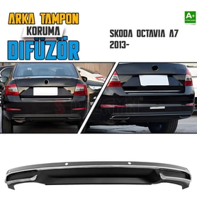 Skoda Octavia A7 Arka Tampon Difüzör Egzozlu OEM Stil 2013 Üzeri A+ Kalite