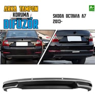 Skoda Octavia A7 Arka Tampon Difüzör Egzozlu OEM Stil 2013 Üzeri A+ Kalite