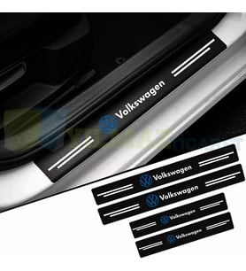 Volkswagen Mavi Logo Karbon Kapı Eşiği Koruma Araba Etiket Oto Sticker Yapıştırma 4 Parça