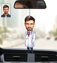 Kişiye Özel Fotoğraflı Doktor 2 Tasarımlı Karikatür Araba Dikiz Ayna Süsü