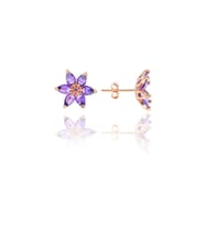 Lotus Çiçeği Tasarım Rose Gümüş Küpe 5095 (Mor)