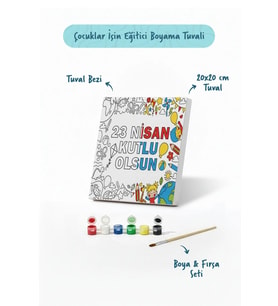 23 Nisan Yazılı Eğitici Boyama Tuvali – Şövalesiz Boya Seti 20x20