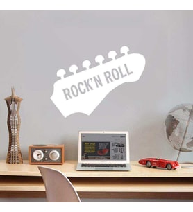 Rock'n Roll Music Dekoratif Genç Odası Duvar Sticker, Çıkartma Beyaz
