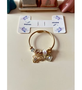 İpekish Gold Charm Bileklik 💛 Zirkon Ay & Yıldız 🌙⭐ Parlak Kalp 💖 Figürlü – Paslanmaz Çelik (Sarı Altın)