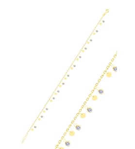 Gümüş altın yaldızlı zirkon taşlı pullu halhal SGTL10549GOLD