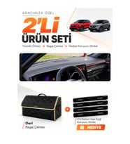 RENAULT AUSTRAL (2023-2026) Uyumlu Torpido Örtüsü + Deri Bagaj Çantası + Sticker Seti - Siyah Bej
