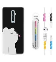 Oppo Reno 2Z 4 Lite 4 Pro 5 6 7 A31 Kılıf Kablo Koruma Spiral Silikon Panda Sevimli 1738