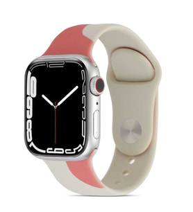 Apple Watch Ultra 49mm Uyumlu Kordon Silikon Renkli Tasarım Yumuşak Spor KRD-62 Kayış (Pudra)