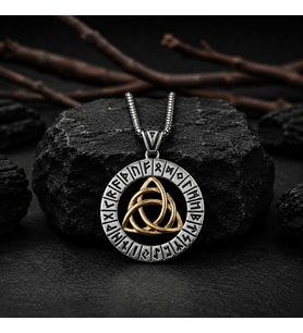 Paslanmaz Çelik Rün Sembolleri İskandinav Triquetra Mitolojik Viking Kolye