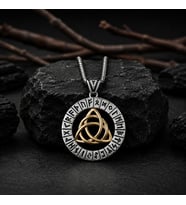 Paslanmaz Çelik Rün Sembolleri İskandinav Triquetra Mitolojik Viking Kolye