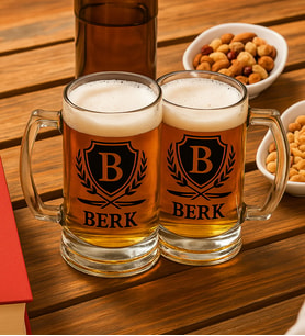 BK Gift Kişiye Özel Baş Harfli İsimli Cam Bira Bardağı 50cl-1 , Babaya Hediye , Babalar Günü Hediyesi, Arkadaşa Hediye
