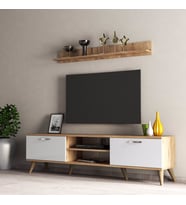 Mega 180 lik L Raflı Tv Ünitesi Çam-Beyaz  - TVU0103